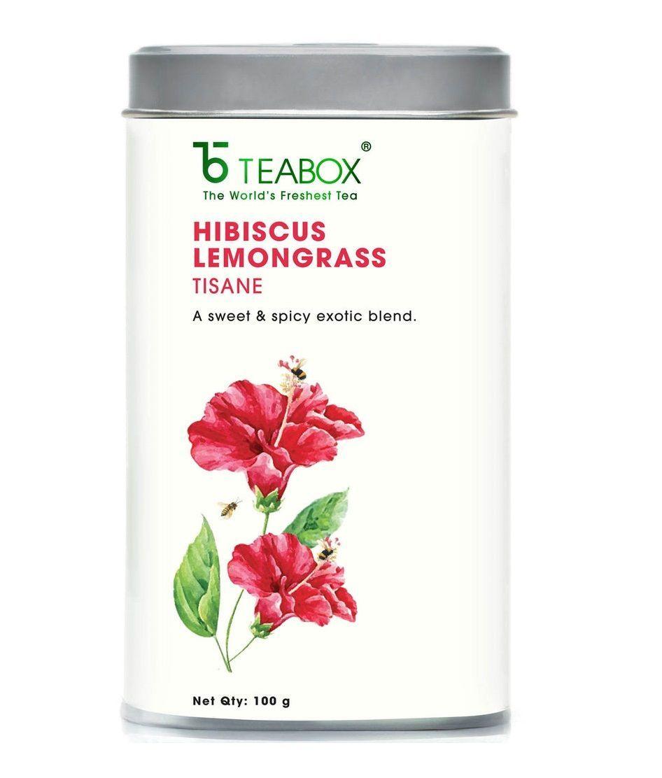 Teabox Té de hierbas de hibisco y limoncillo (100 gramos), Tisana de citronela y hibisco, caja de té