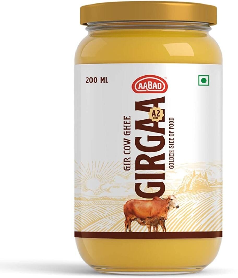 Mantequilla Ghee de leche A2 (200 ml), Gir Vaca Ghee Girgaa A2, Aabad