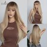 LOUIS FERRE EASIHAIR pelucas sintéticas rubias ombré con flequillo, pelucas de pelo Natural largas y rectas para mujeres, peluca de Cosplay diaria, fibra resistente al calor