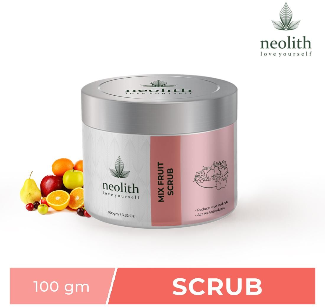 Exfoliante de frutas Neolith Mix Piel exfoliante suave, elimina la piel muerta, elimina las espinillas, con aceite de almendras Sin parabenos, siliconas ni sulfatos 100 g