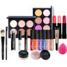 Popfeel Kit de maquillaje para principiantes, conjunto completo de cosméticos de moda portátil multifuncional profesional, 19 Uds.