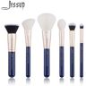 Pincel Jessup 6PCS Azul prusiano / dorado Conjunto de pinceles de maquillaje Herramientas de belleza Juego de pincel de base Corrector de polvo Rubor