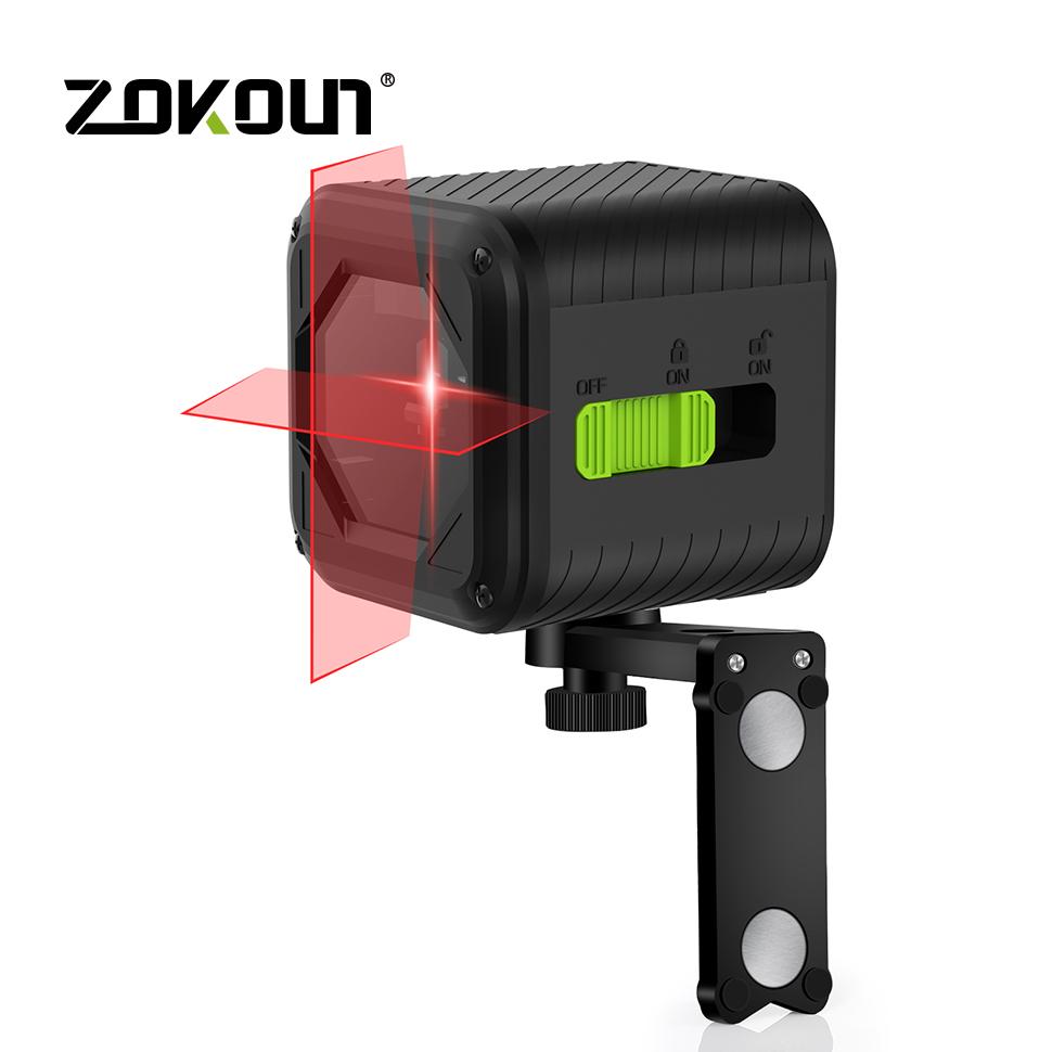ZOKOUN Nivel láser de alta precisión: 2 líneas con haz rojo y soporte magnético para construcción y renovación