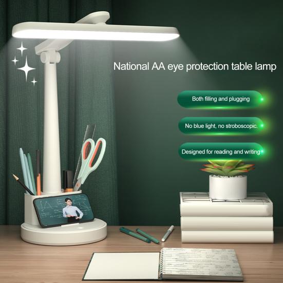 vermont Lámpara de mesa de alto brillo ABS útil tipo plegable LED lectura de escritorio luz suministros de oficina multipropósito