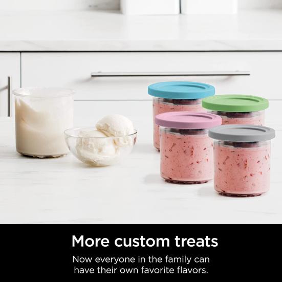 xinkurui 2/4Pcs Ice Cream Container with Lids Food Grade BPA Free Leaf Proof Reusable Storage Plastic Freezer Food Ice Cream D2CD Ice Cream Maker