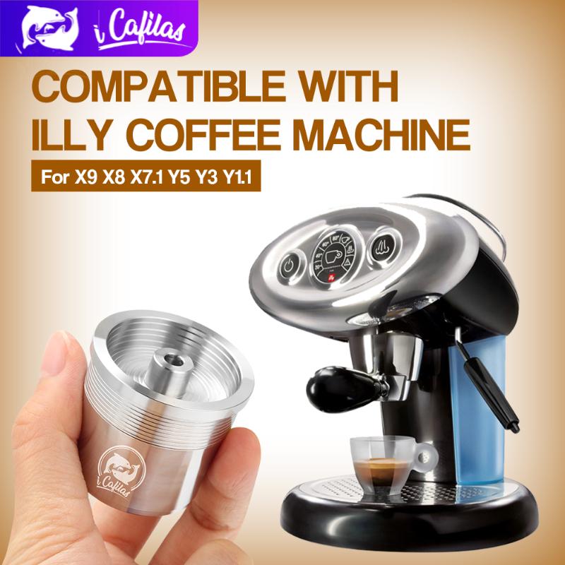 i Cafilas [i Cafilas] [YI0C] Cápsula de café reutilizable Cápsulas recargables Café Filtros de acero inoxidable Taza Tamper Crema Maker para Illy Machine X7.1, IllY3.3