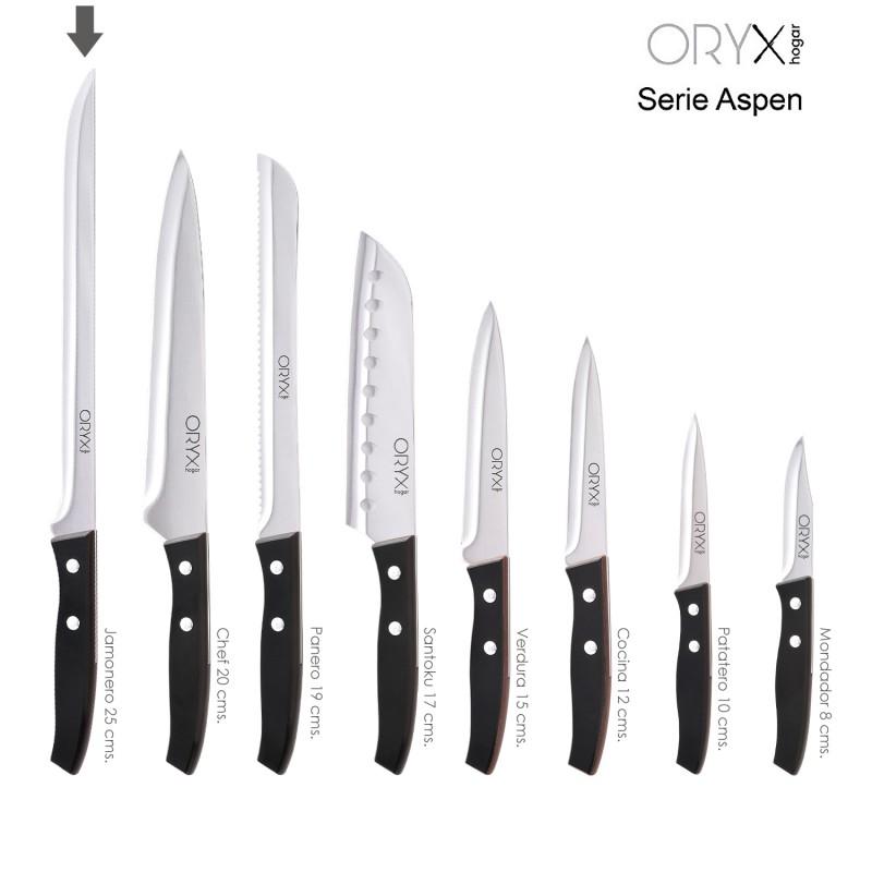 SmartGroup ORYX - Cuchillo Aspen Jamonero Hoja Acero Inoxidable 25 cm. Negro