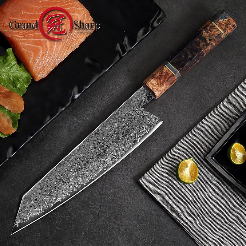 Sharp 8.2 '' Damascus Cuchillo de cocina Hecho a mano Cuchillo de chef VG10 Acero japonés Kiritsuke Cuchillo de cocina