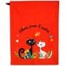 Les Trésors De Lily [R6801] - Paño de cocina de algodón rojo 'Cats' (Felinos el uno para el otro ) - 60x45cm