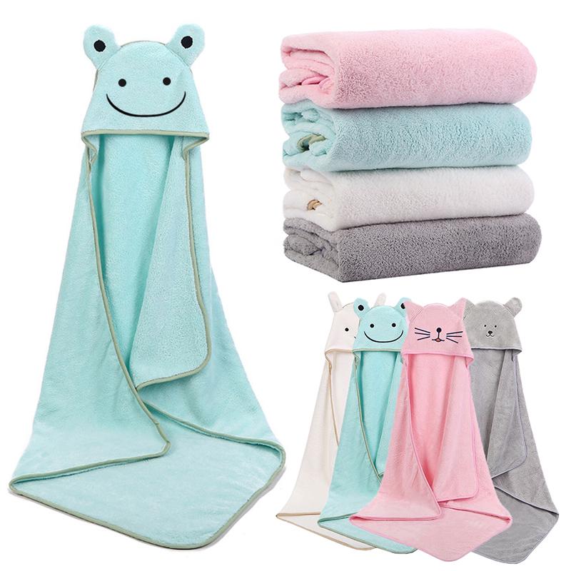 seller Toalla absorbente Toalla de baño de algodón gruesa Kid Quick Dry Cartoon Baby Poncho Fleece Hood Newborn Hooded Towel
