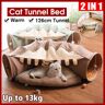 ZXXY Atractiva cama tipo túnel para gatos con cojín, juguetes de tubo, plegable, compañero para gatos, fácil de limpiar, suave, extraíble, casa de choza, túnel para gatitos