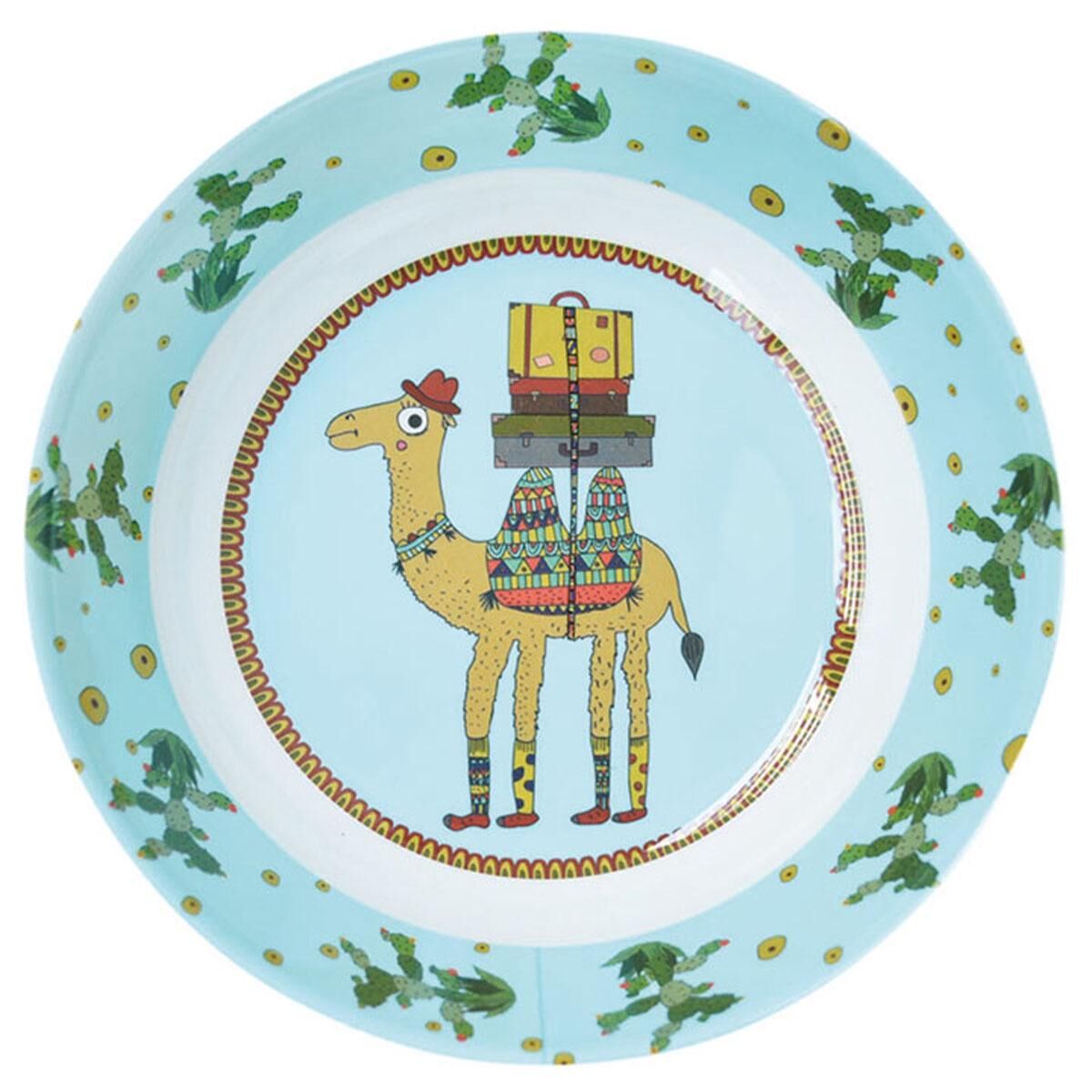 Les Trésors De Lily [R0633] - Melamine soup plate 'Saperlipopette' blue green (Joe camel) - 19x5 cm