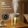 1 Uds humidificador de aire 2L boquilla doble de gran capacidad, con pantalla LCD de humedad difusor de aceites esenciales fragantes HMM