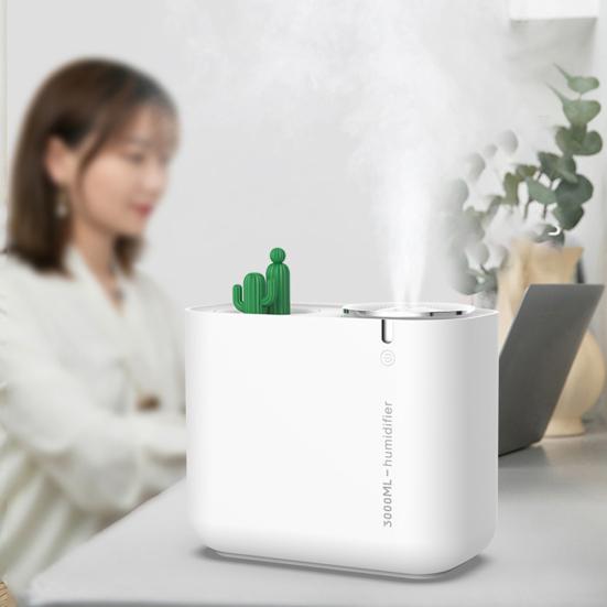 K&J Humidifiers Humidificador USB de escritorio con doble pulverización de gran capacidad de 3000ml, luz nocturna