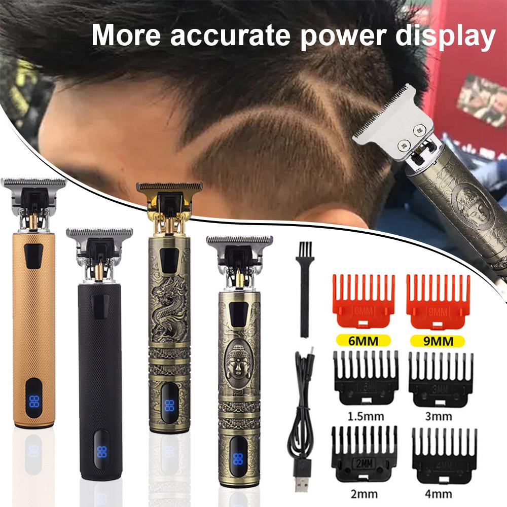 Addany s Máquina de corte de cabello T9 Recortadora de cabello vintage para hombres Barbero Profesional Encendedor Clippers USB Afeitadora de barba eléctrica recargable