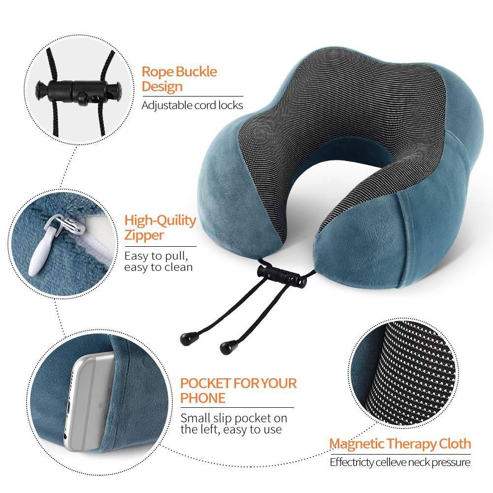 ouyaohong Almohadas de espuma con memoria en forma de U para el cuello, almohada de viaje suave, almohada de masaje para el cuello, almohada de avión para dormir, ropa de cama para el cuidado de la salud Cervical