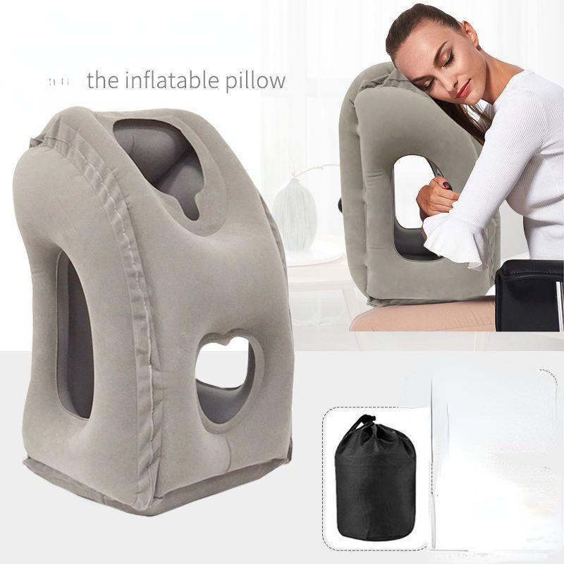 Pet Supermarket Saco de dormir inflable para viaje, cojín portátil, almohada para el cuello para hombres y mujeres, avión al aire libre, tren de vuelo, dormir fácil