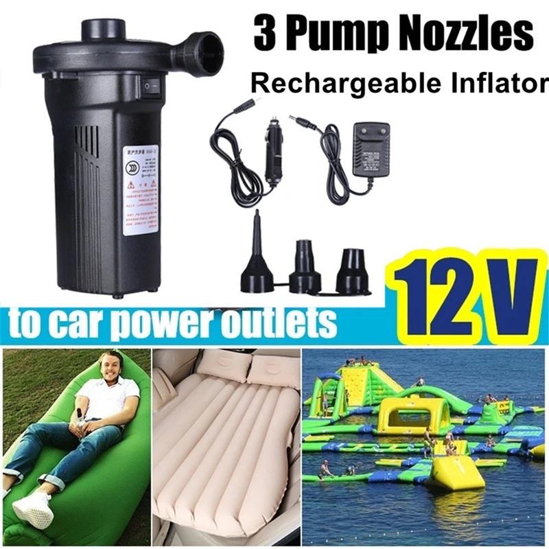 First choice Portable Air Pump Electric Inflatable Compressor For Boat Mattress Pool 12 V 220V Mini Inflator 4500MAH Rechargeable 3 Nozzles