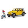 BRUDER   Tiempo libre   Jeep Rubicon con figura de ciclista   1:dieciséis