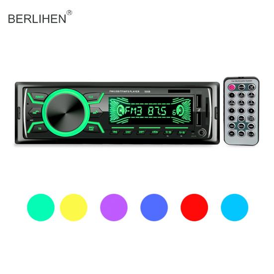BERLIHEN Reproductor de MP3 para coche 5008, 12V, USB Dual, carga rápida, Bluetooth, manos libres, Radio FM, reproductor de música