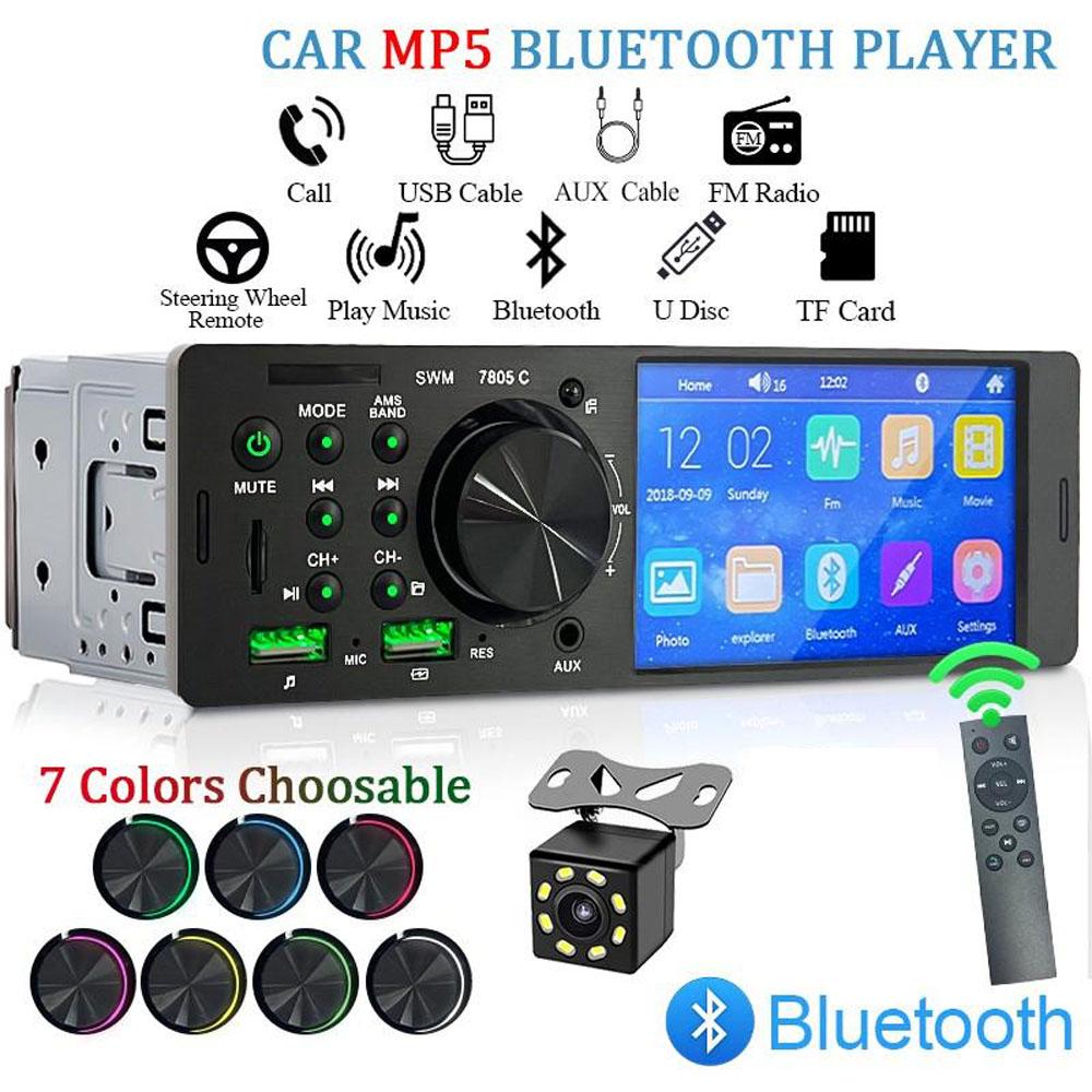 Icreative Radio de coche 1 Din 4,1" pantalla táctil Bluetooth estéreo reproductor Mp5 receptor FM con luz colorida