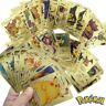 Pokemon 55 tarjetas de lámina dorada, tarjetas raras surtidas, paquetes de colección de cajas de baraja, tarjetas TCG raras, tarjetas de la serie V, tarjetas Vmax Rare EX, tarjetas básicas para juegos de niños