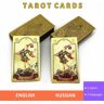 UOUou Cartas de adivinación del tarot ruso, 78 cartas doradas