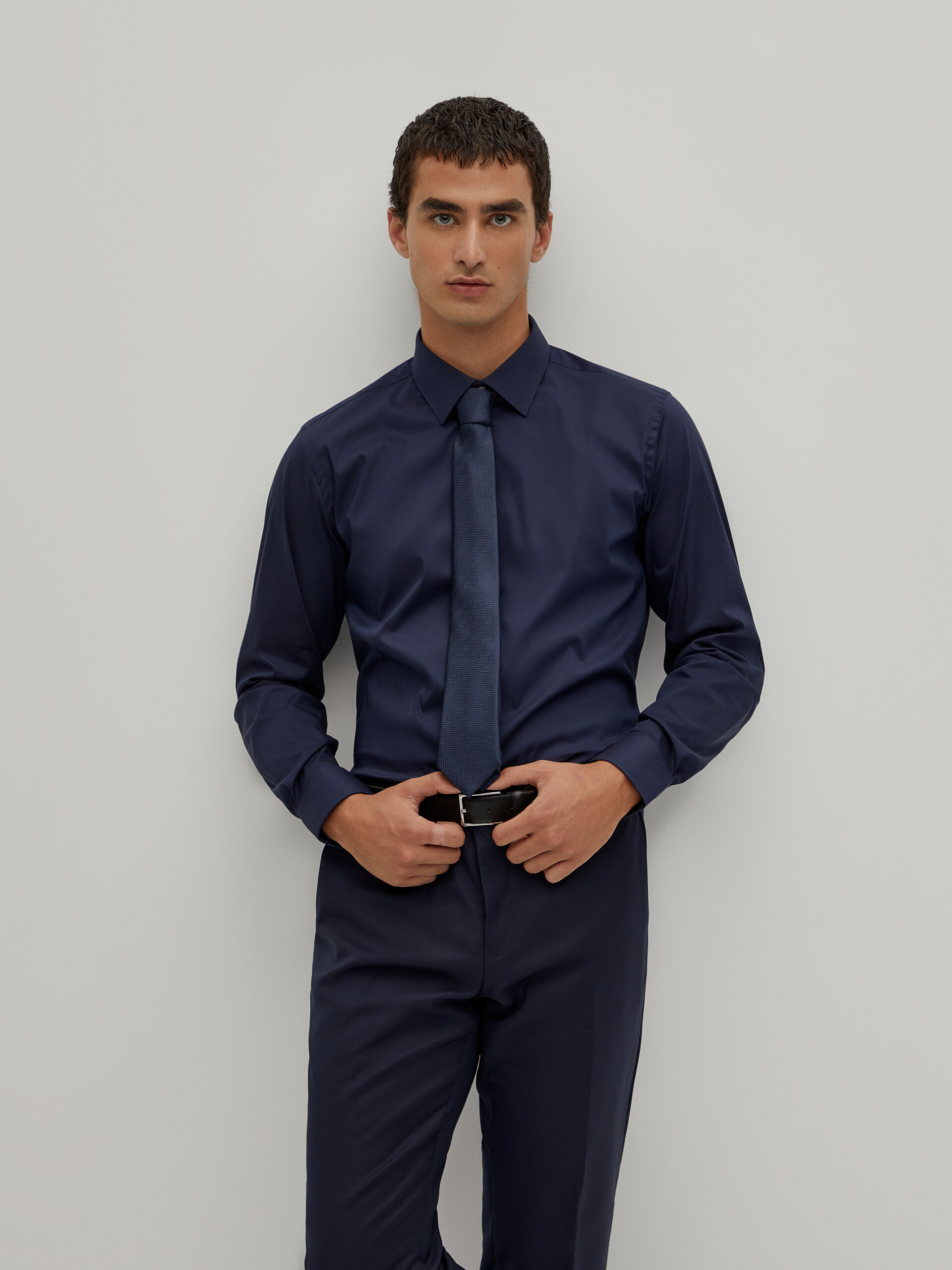 Decenio Camisa lisa slim fit Navy