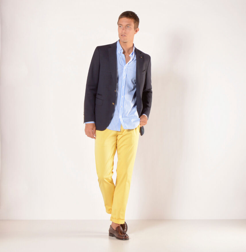 Decenio Pantalón chino slim fit Amarillo Claro