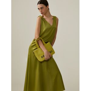 Decenio Vestido midi de raso Verde Lechuga