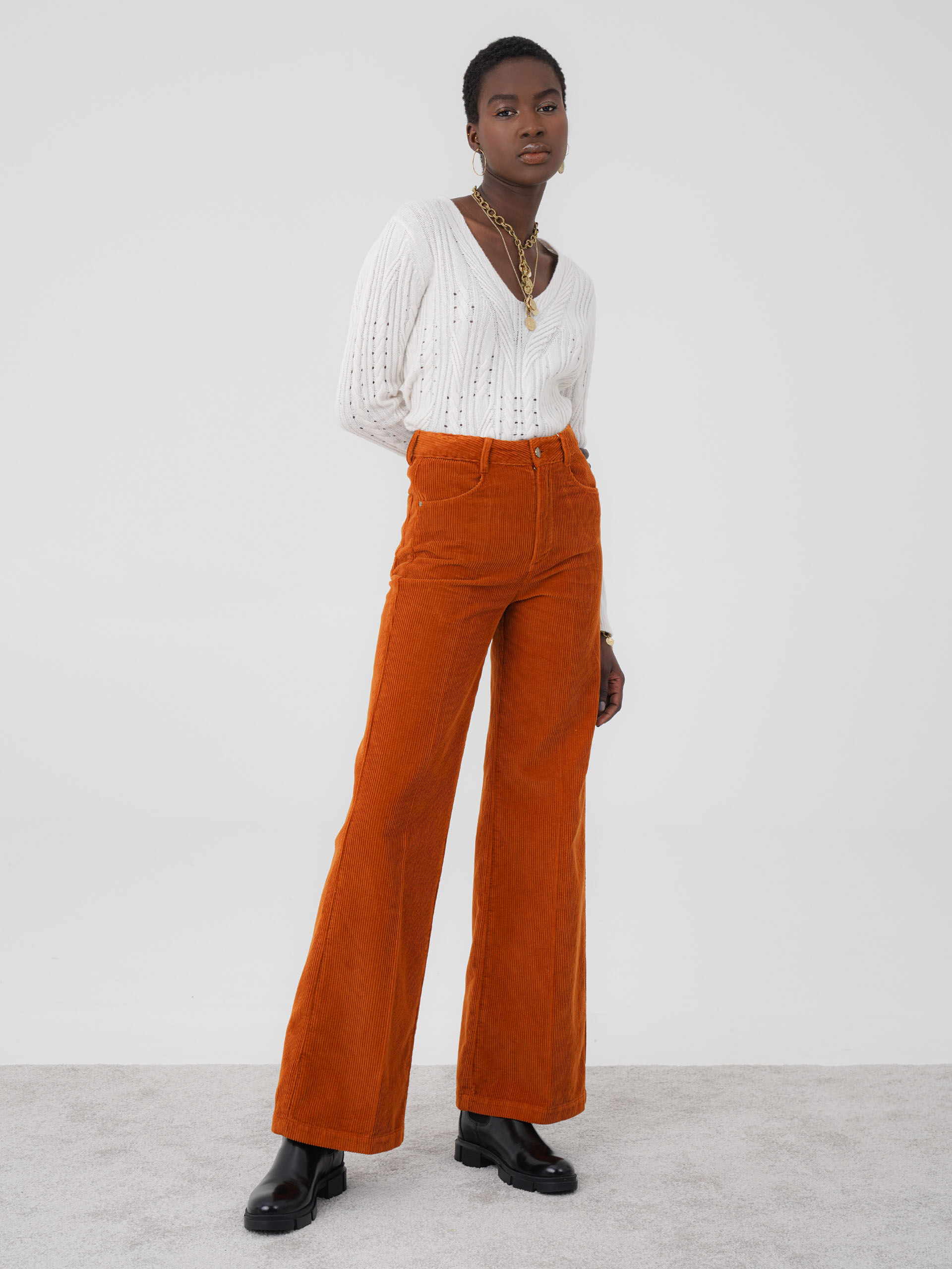 Decenio Pantalones bombazine bootcut Naranja