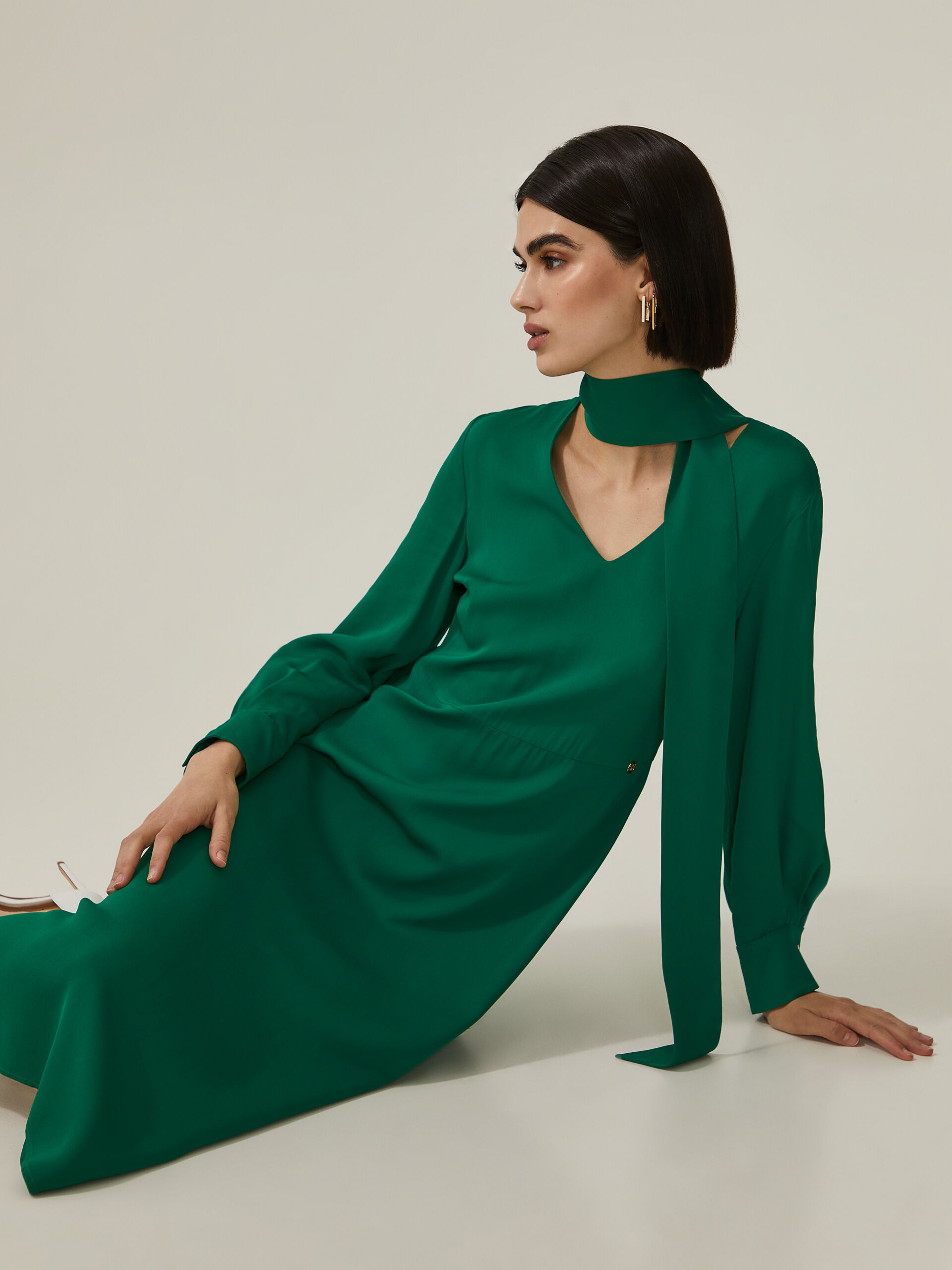 Decenio Vestido midi Verde Bandera