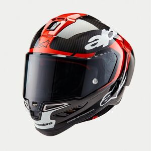 Casco Alpinestars Supertech R10 Element Negro Carbon Rojo Blanco Brillo