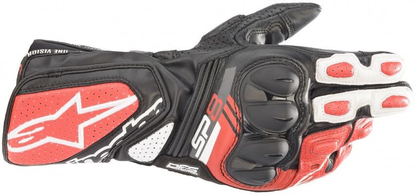 Guantes Alpinestars SP-8 Negro Rojo Blanco  3558321-1304