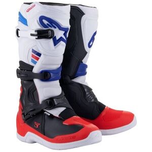 Botas Alpinestars Tech 3 Blanco Rojo Brillante Azul  2013018-2307