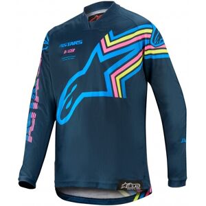 Camiseta Alpinestars Infantil Racer Braap Navy Aqua Pink Fluo  3771420-7639