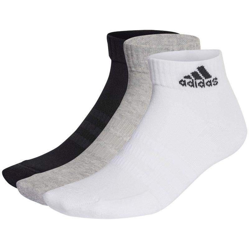 Calcetines Adidas Cushioned Blanco Negro Gris 3 pares -  -40-42