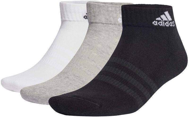 Calcetines Adidas Cushioned Tobilleros Blanco Negro Gris 6 Pares -  -43-45