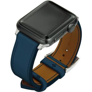 Noreve Correa de cuero para reloj Apple Watch – Griffe 1 Blu mediterran Caja - Inserciones de 38 / 40 / 41 mm plateadas + hebilla con hebijón plateada