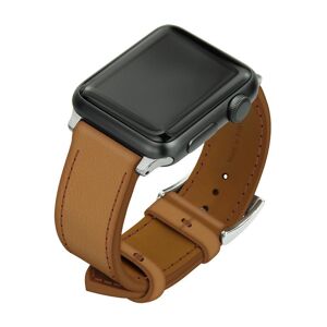 Noreve Correa de cuero para reloj Apple Watch Castan esparciate Caja - Inserciones de 38 / 40 / 41 mm plateadas + hebilla con hebijón plateada