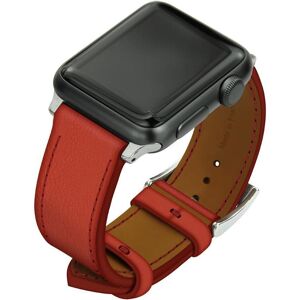 Noreve Correa de cuero para reloj Apple Watch Rouge troupelenc Caja - Inserciones de 42 / 44 / 45 mm plateadas + hebilla con hebijón plateada