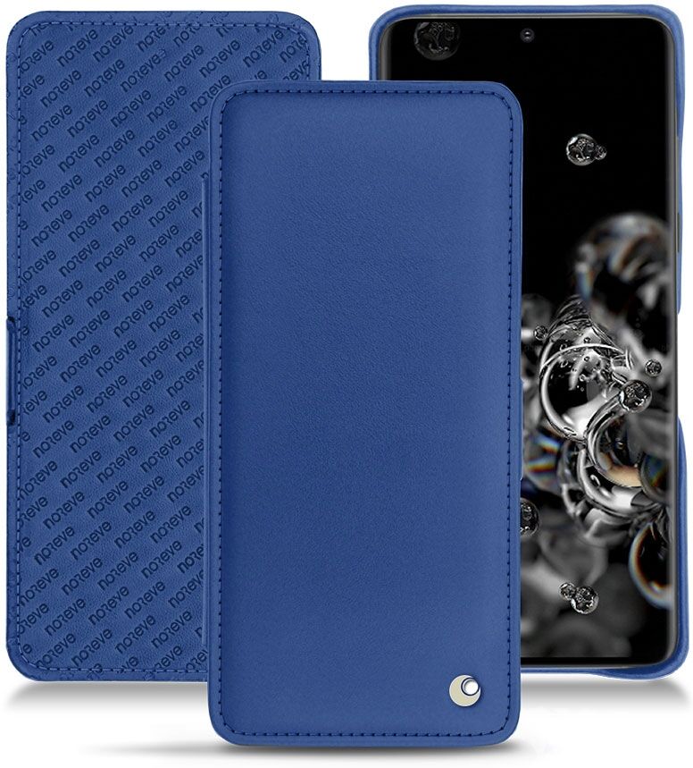 Noreve Funda de piel Samsung Galaxy S20 Ultra 5G Perpétuelle Bleu océan