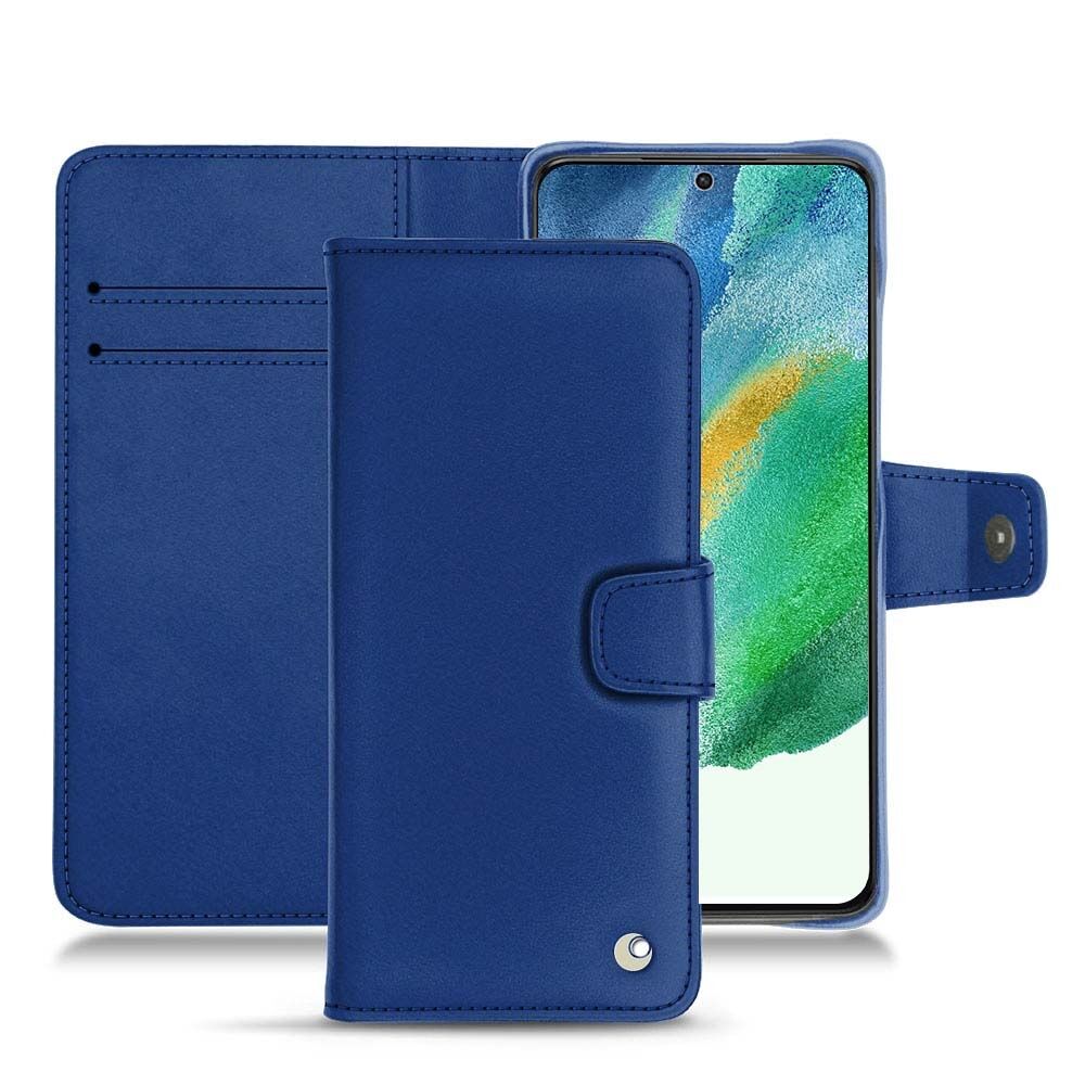 Noreve Funda de piel Samsung Galaxy S21 FE Perpétuelle Bleu océan