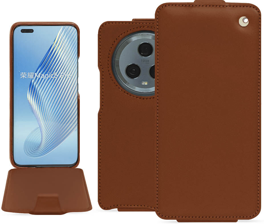 Noreve Funda de piel Honor Magic5 Pro Perpétuelle Marron