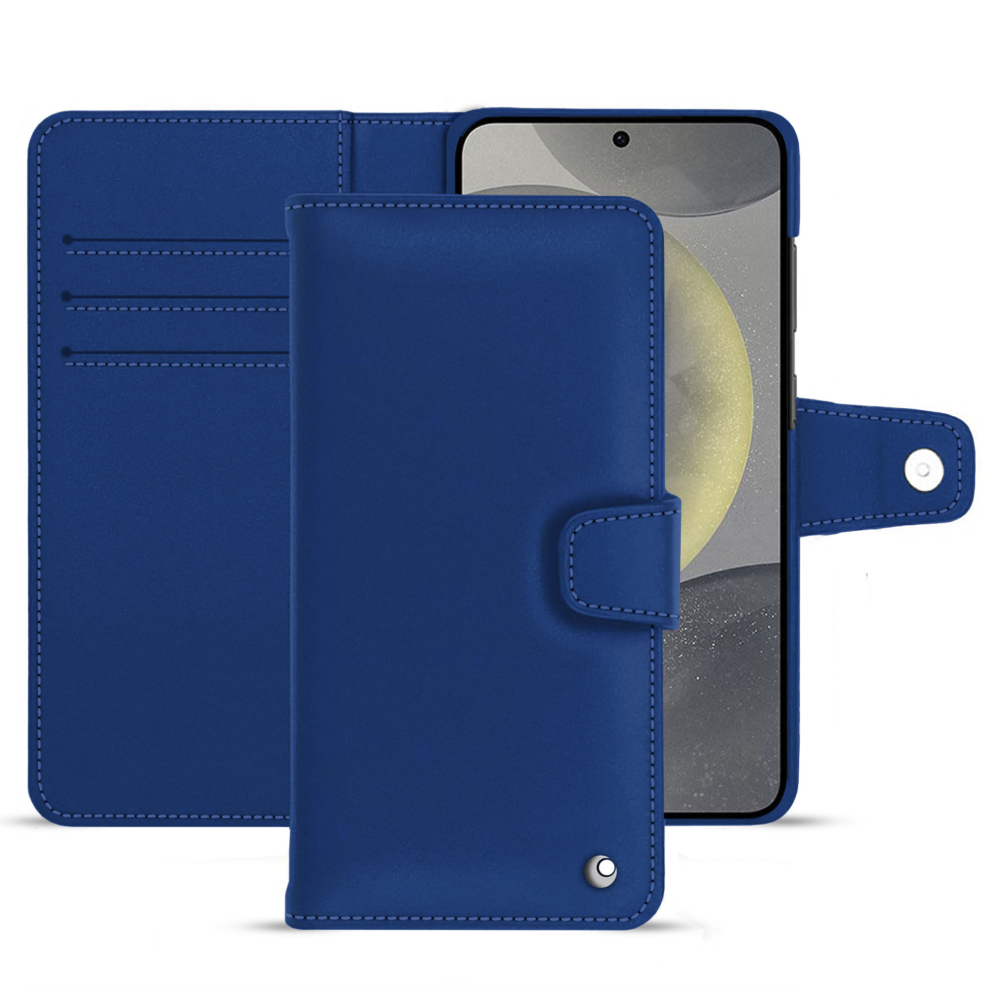 Noreve Funda de piel para cartera Samsung Galaxy S24 Perpétuelle Bleu océan