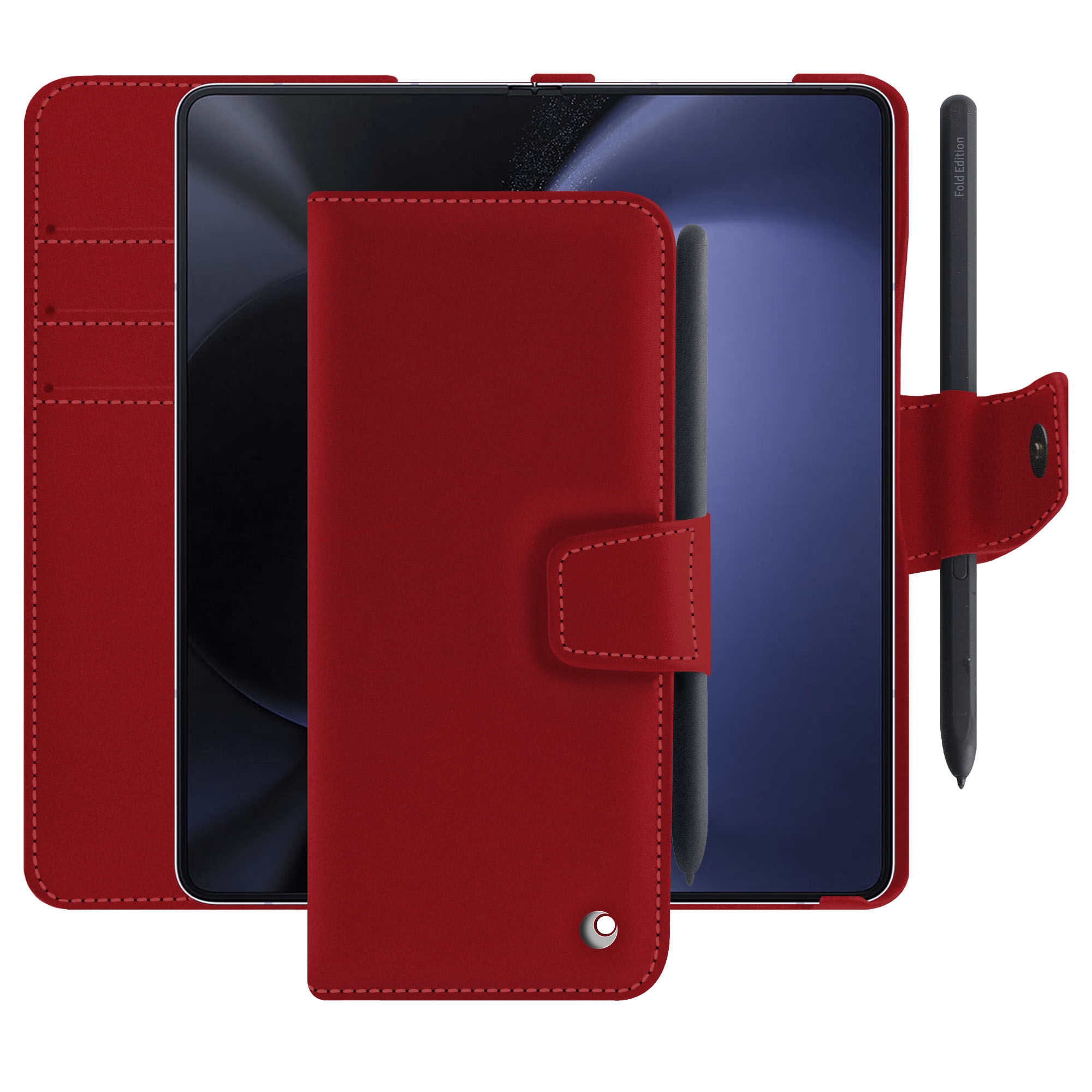 Noreve Funda de piel para cartera Samsung Galaxy Z Fold5 Perpétuelle Rouge