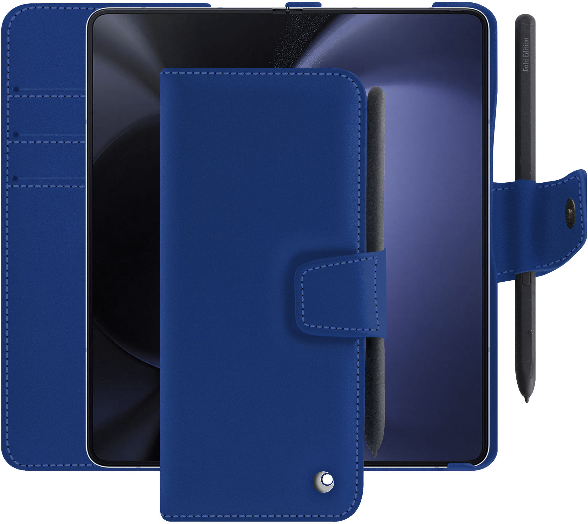 Noreve Funda de piel para cartera Samsung Galaxy Z Fold5 Perpétuelle Bleu océan