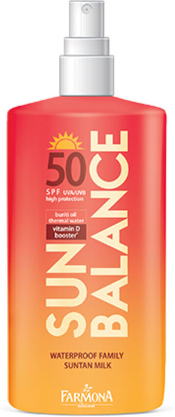 Sun Balance Leche protectora solar resistente al agua SPF50 – para toda la familia, 200 ml