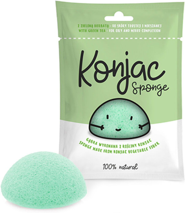 Diet Food Konjac - esponja para limpiar el rostro, verde, 1 unidad