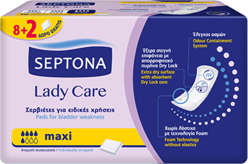 Septona Compresas para incontinencia leve - Maxi, 10 compresas